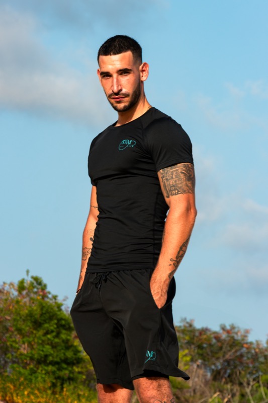 T-shirt BOUNCE Fit Noir / Turquoise