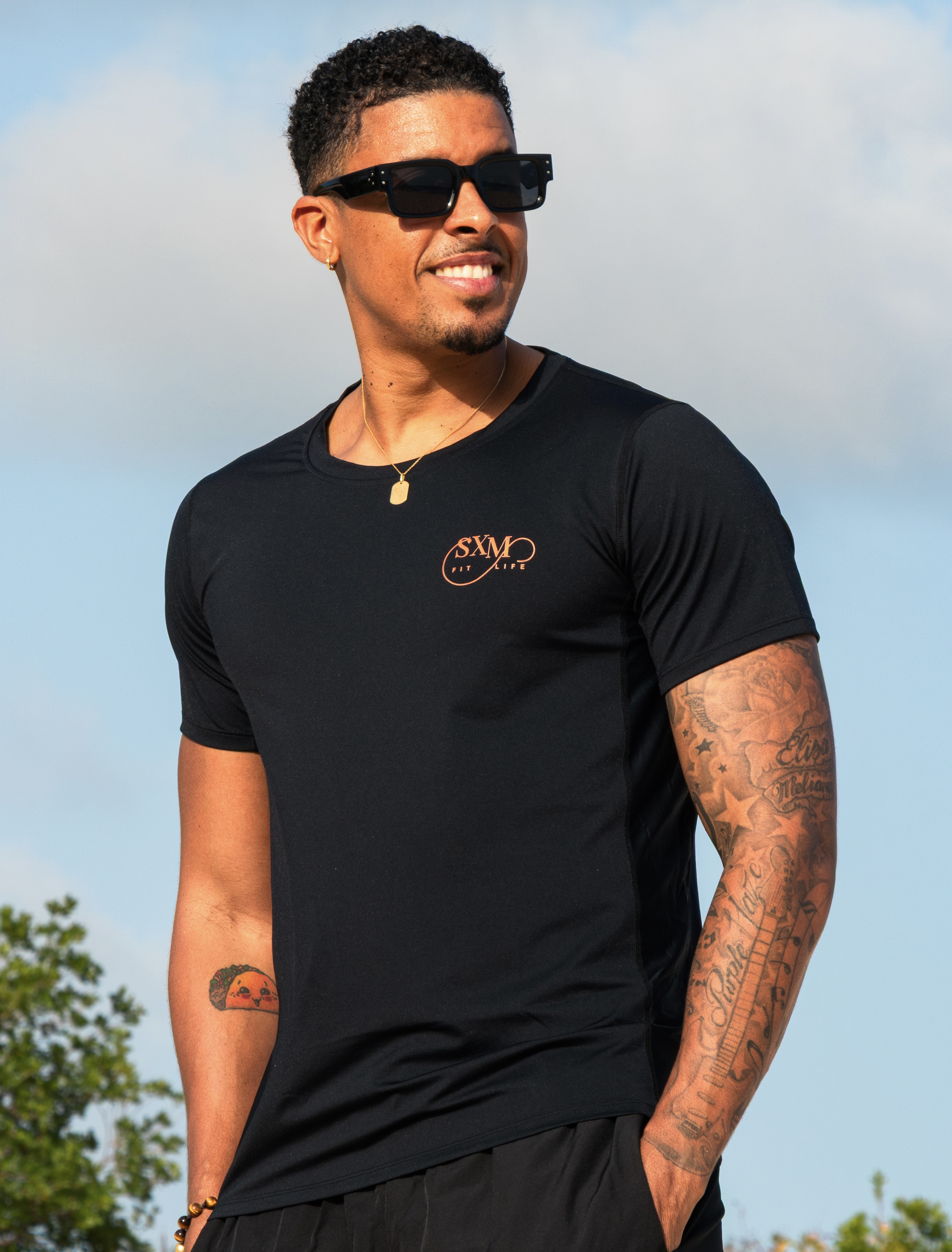 T-shirt BOUNCE Large Noir / Orange